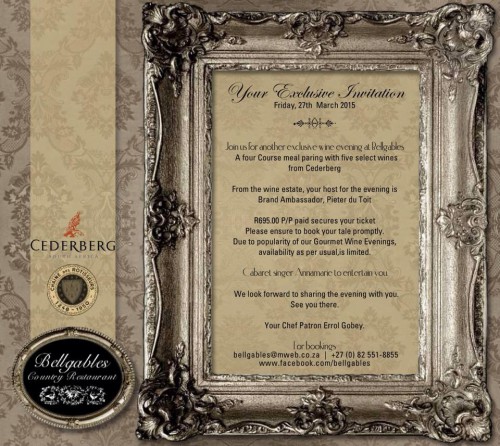 Wine Evening with 5 select wines from Cederberg