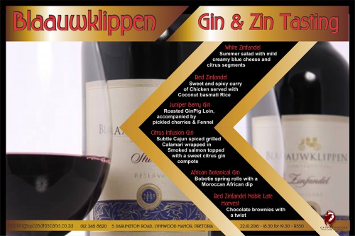 Blaauklippen Gin and Zin Tasting with Entertainment