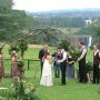 Wedding ceremony with falls in the background