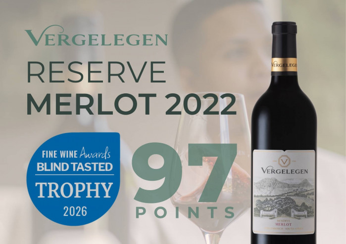 Vergelegen Reserve Merlot 2022 has been crowned Trophy Winner for Best Merlot at the 2026 Fine Wine Awards, earning an exceptional 97 points and a Gold Medal