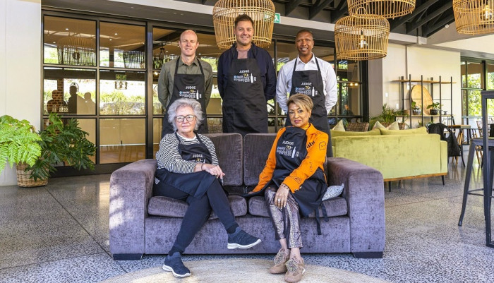 2026 Diners Club Winemaker of the Year Judges
Back row left to right: Johann Fourie, Wayne Buckley-Koch, Denzel Swarts
Front row left to right: Carrie Adams, Yegas Naidoo
