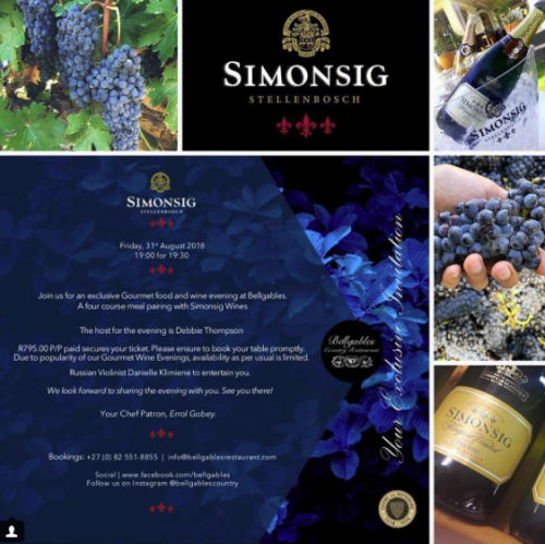 Gourmet Food and Wine Evening with Simonsig Wines