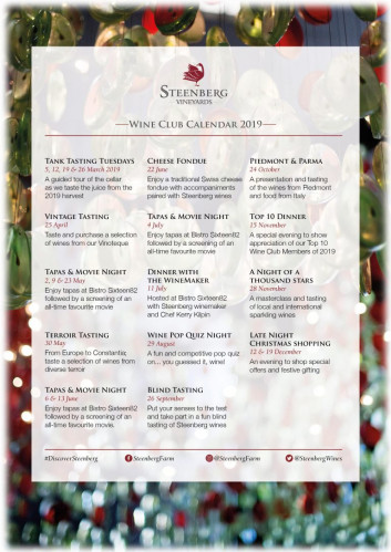 Steenberg Wine Club 2019 Event Calendar