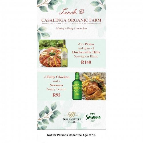 Lunch Specials at Casalinga Organic Farm in Muldersdrift