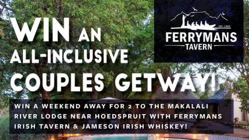 Win a Weekend away for 2 to the Makalali River Lodge near Hoedspruit with Ferryman's Irish Tavern & Jameson Irish Whiskey!