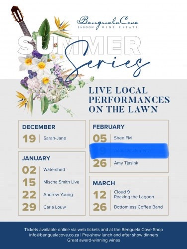Benguela Cove Summer Series Line Up