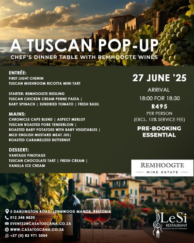 A Tuscan Pop-Up - Chef's Dinner Table with Remhoogte Wines