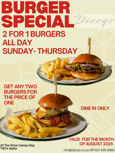 2 for 1 Burger Special in honour of Women's Month