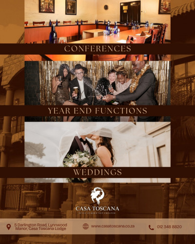 Year End Functions and Celebrations at Casa Toscana Lodge