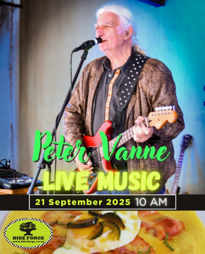 Peter Vanne performing live at Bike Forge this Sunday