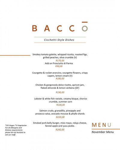 November Cicchetti-Style Menu
