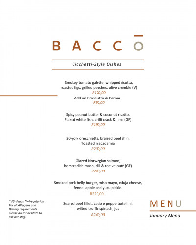 January Cicchetti-Style Menu