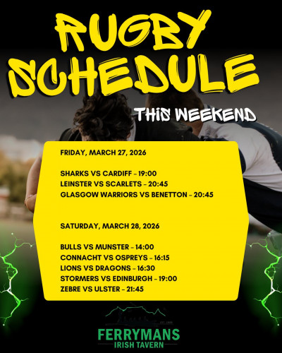 This URC weekend — watch every big match live at Ferrymans!