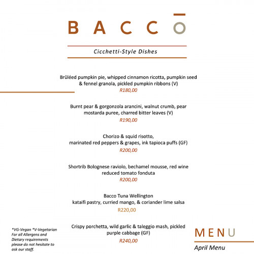 April Cicchetti-Style Menu