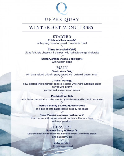Winter Set Menu - Only R385 per person