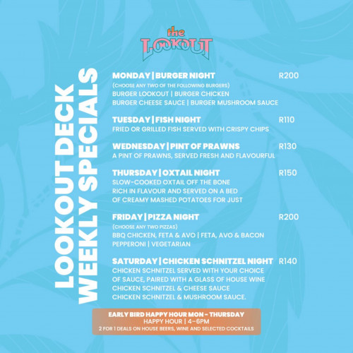 Lookout Deck Weekly Specials