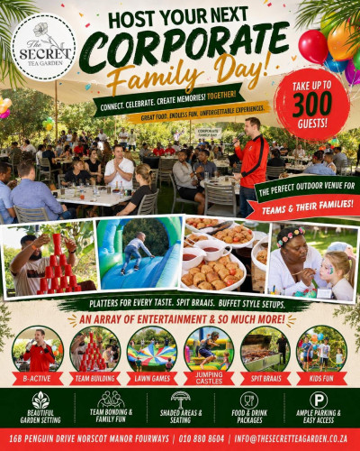 Host your next Corporate Family Day at the Secret Tea Garden