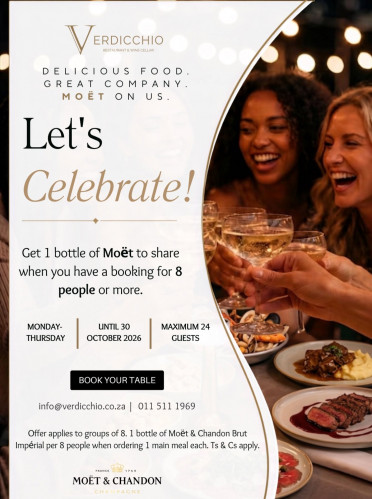 Good food. Great company. Moët on us.