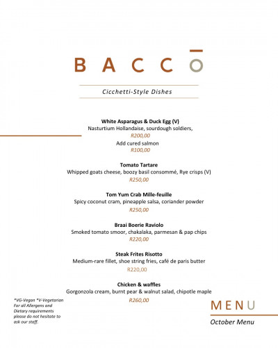 October Cicchetti-Style Menu