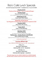 This Week's Specials at Rick's Cafe