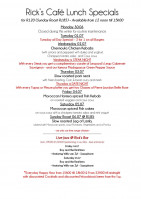 This Week's Specials at Rick's Cafe