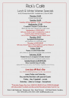 This Week's Specials at Rick's Cafe