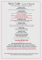 This Week's Specials at Rick's Cafe