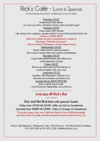 This Week's Specials at Rick's Cafe
